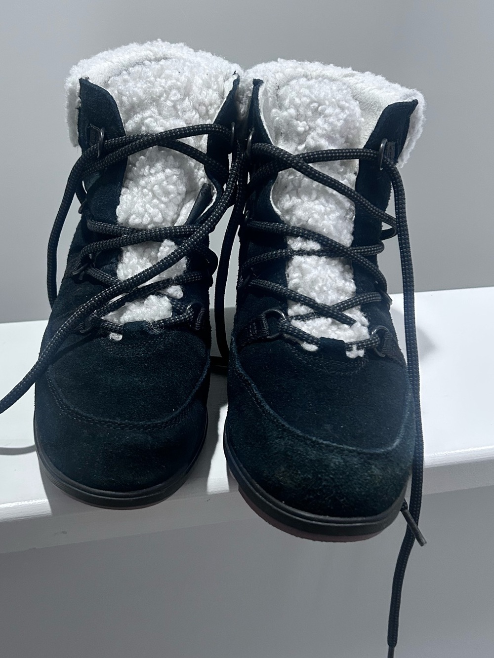 Sorel suede shearling wedge boots